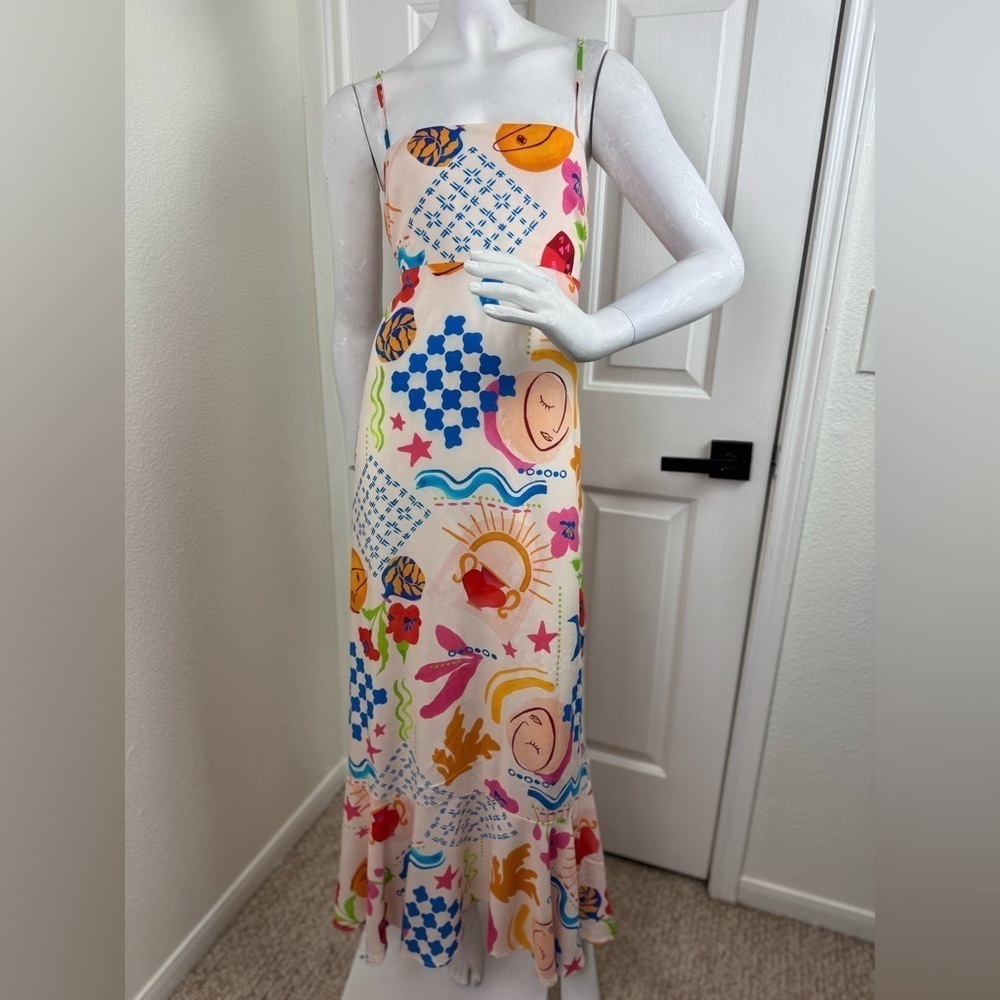 Paper Heart Womens Summer Maxi Dress Size Medium Sun Stars Floral Sexy Back. B19